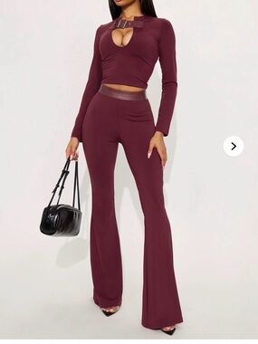 Plum/burgundy Wine Flare Jumpsuit Set